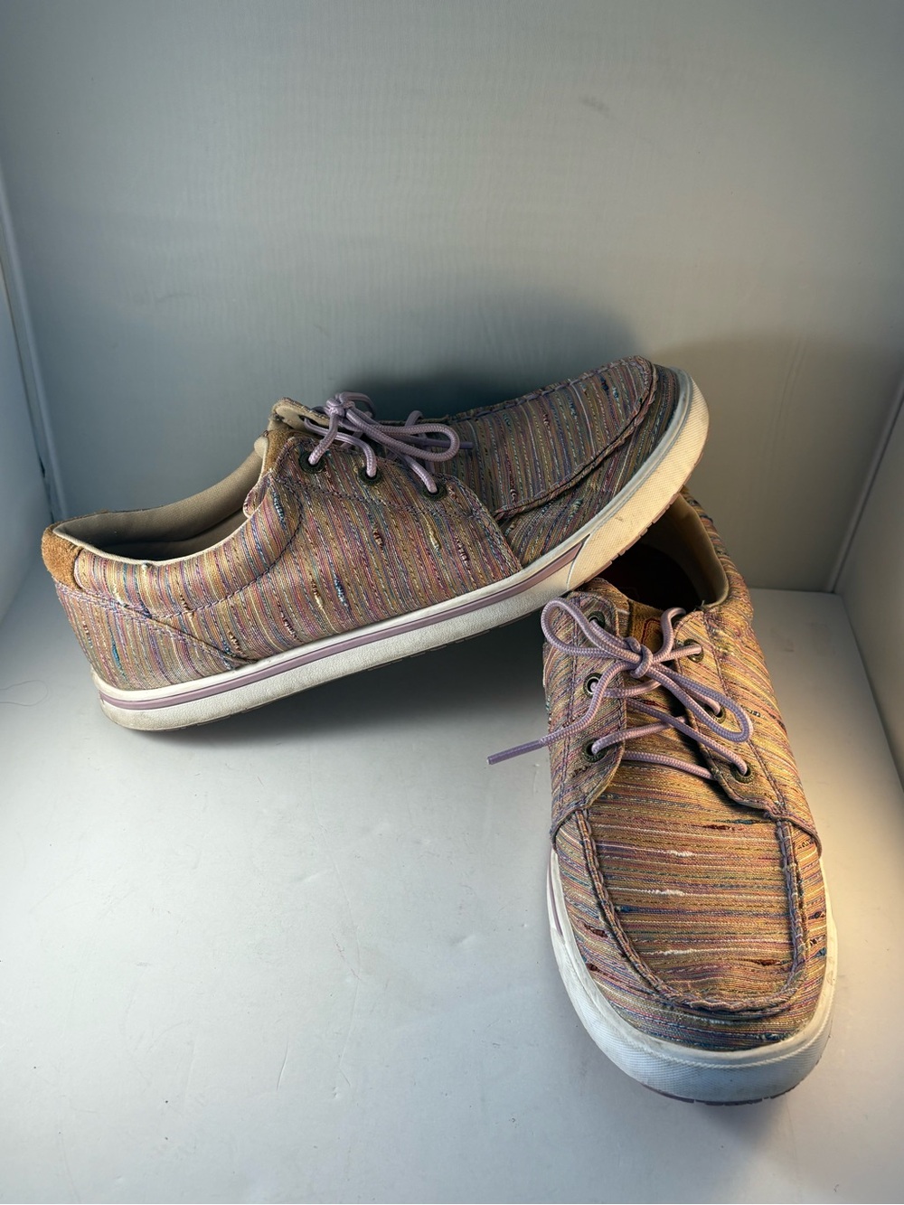 Twisted X Kicks Women Size 10M Lilac Multi Stripe Casual Loafers Shoes WCA0039